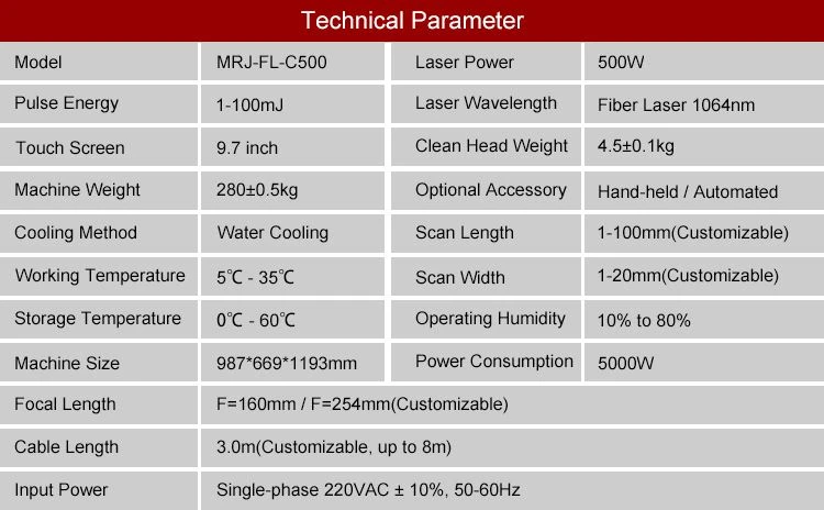 MRJ-Laser 500w laser rust remover for sale